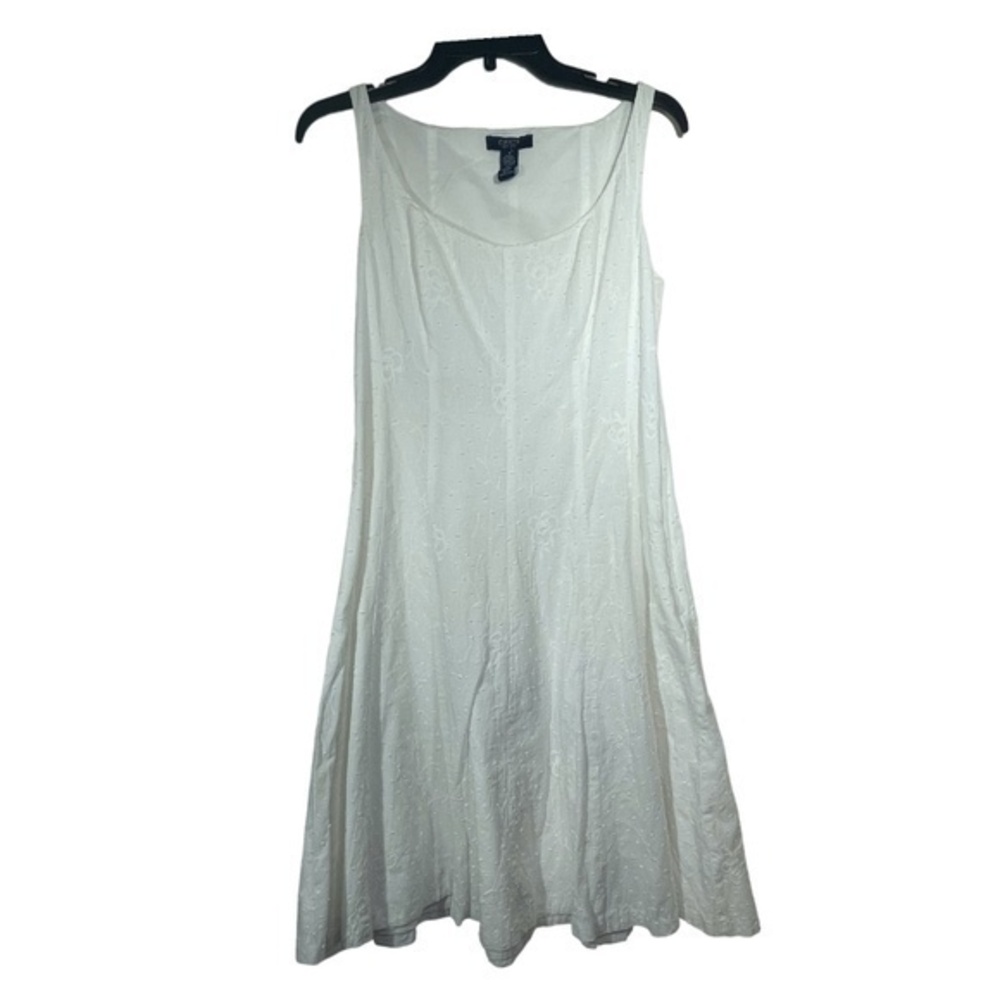 CHAPS Womens 100% Cotton White Sleeveless Summer Dress Western Size 4
